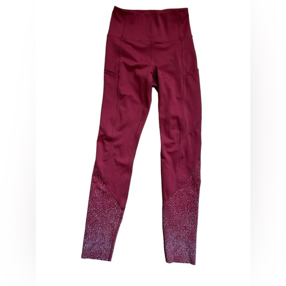 Zyia Merlot Reflective Dot‎  Light N Luxe Leggings  Size 2 - Picture 3 of 7